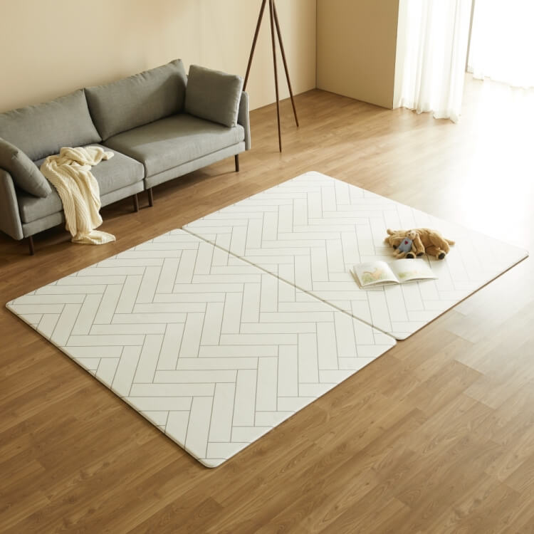 [MODERN HERRINGBONE] Korea Factory Playmat - 1.5cm, Anti-Slip, Waterproof, PVC, Toddler Safe