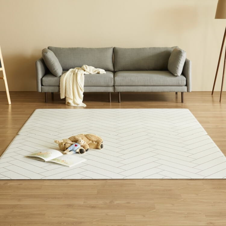 [MODERN HERRINGBONE] Korea Factory Playmat - 1.5cm, Anti-Slip, Waterproof, PVC, Toddler Safe