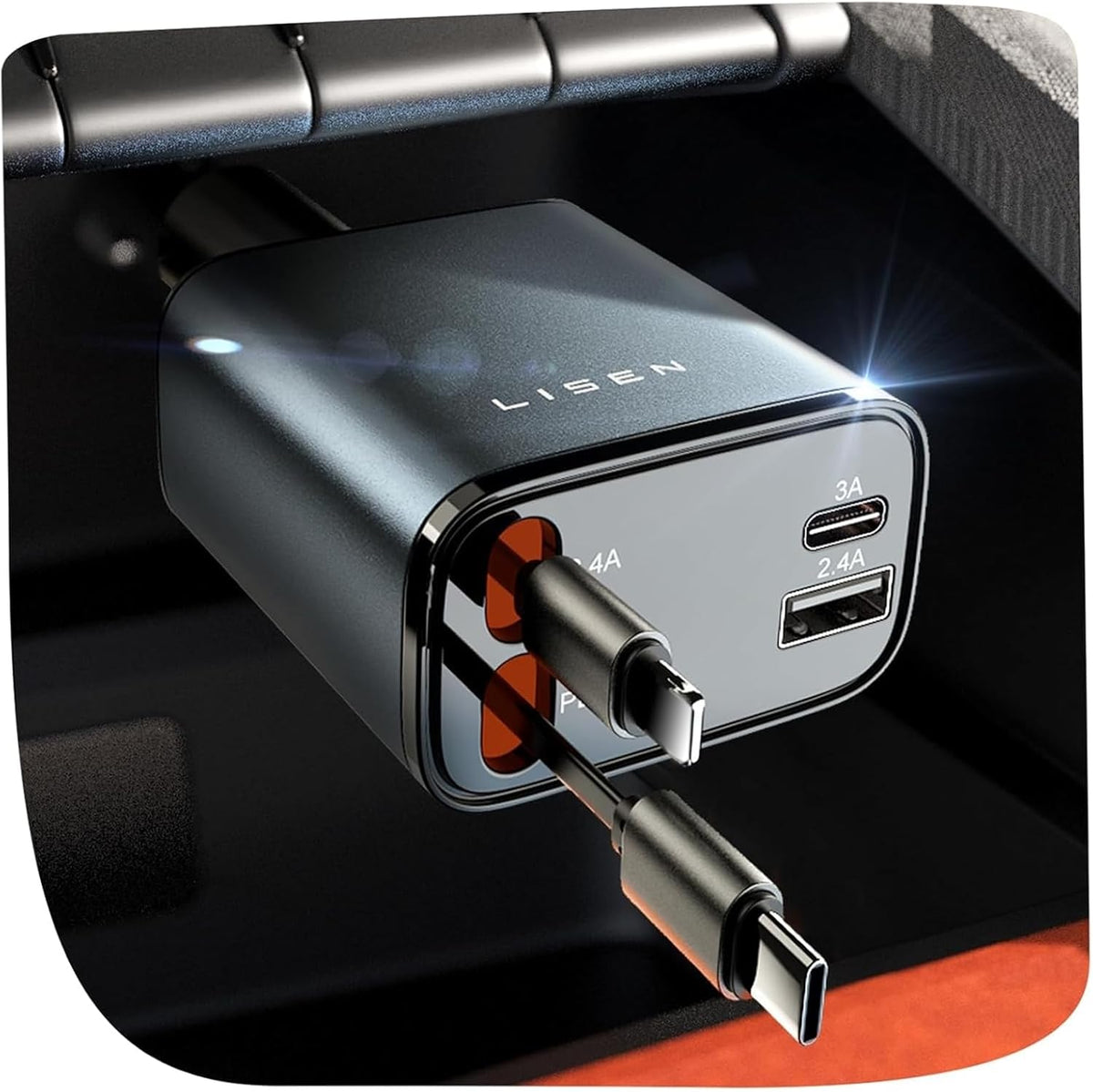 Retractable Car Charger, 4 in 1 Fast Car Charging