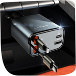 Retractable Car Charger, 4 in 1 Fast Car Charging