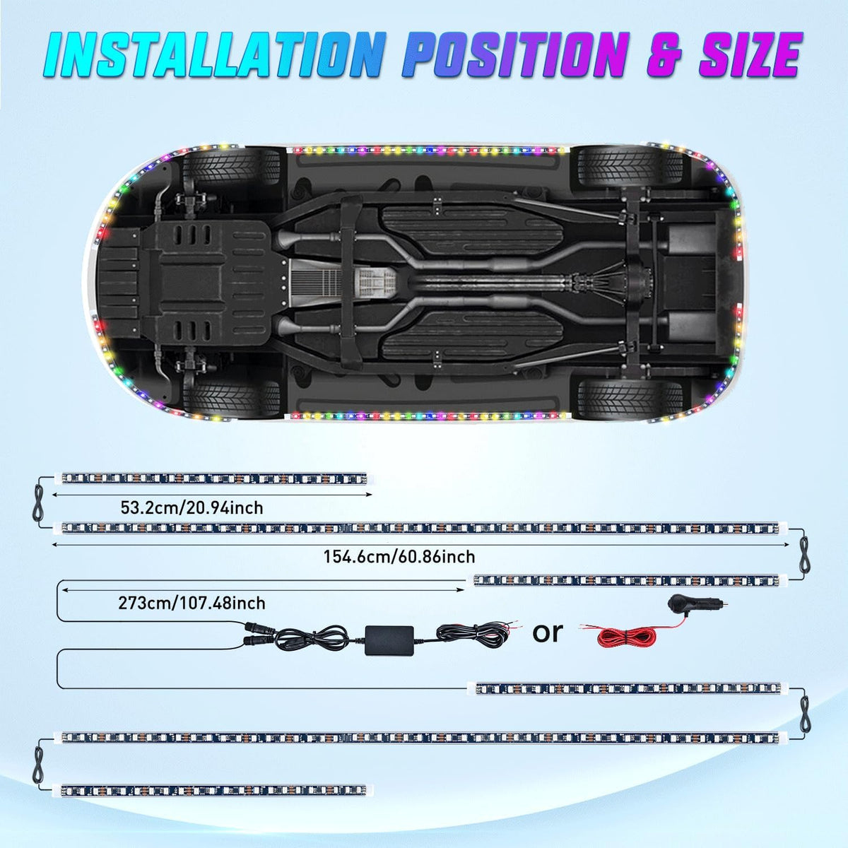 Car Underglow Neon Accent Strip Lights 300 LEDs Multi Color RGB-IC