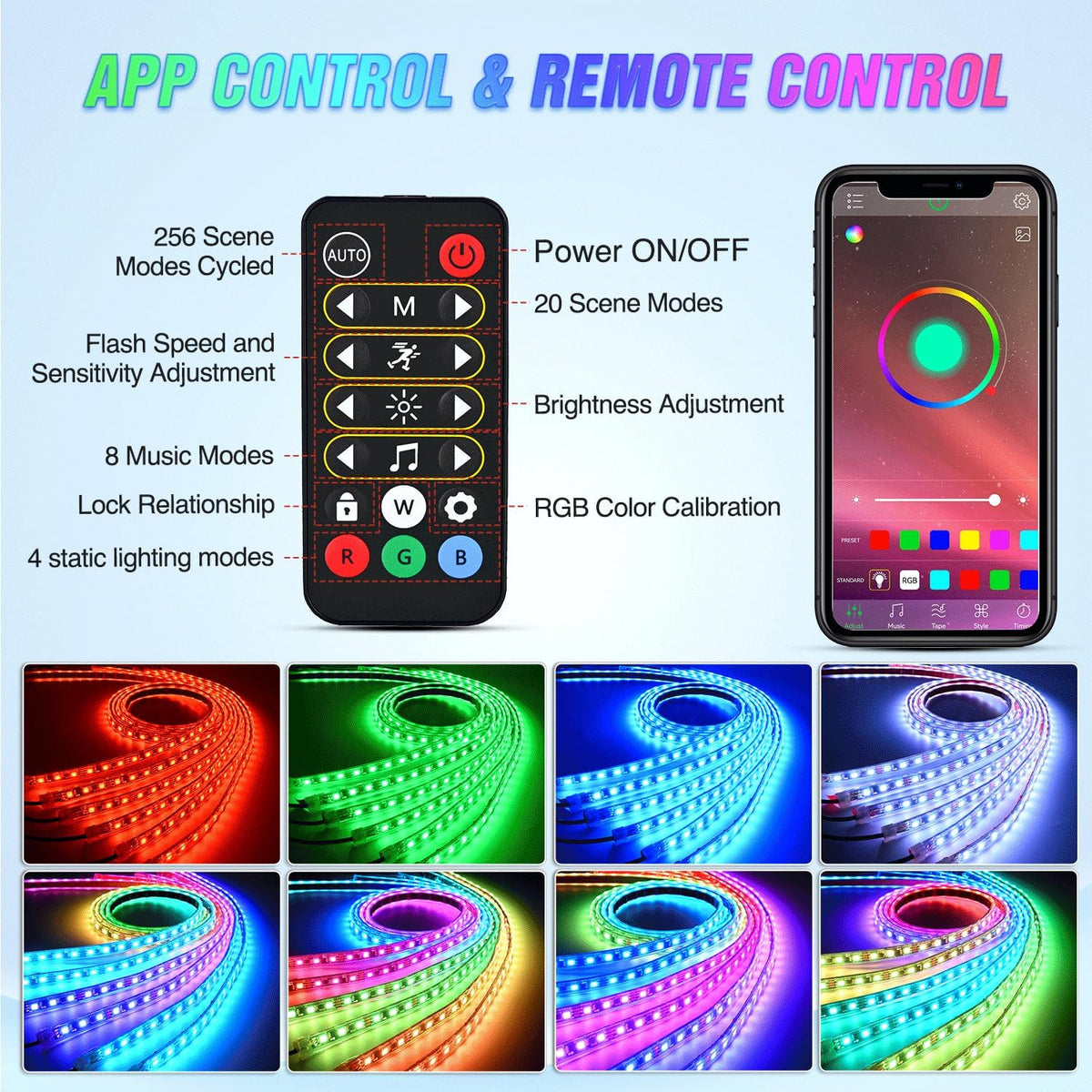 Car Underglow Neon Accent Strip Lights 300 LEDs Multi Color RGB-IC