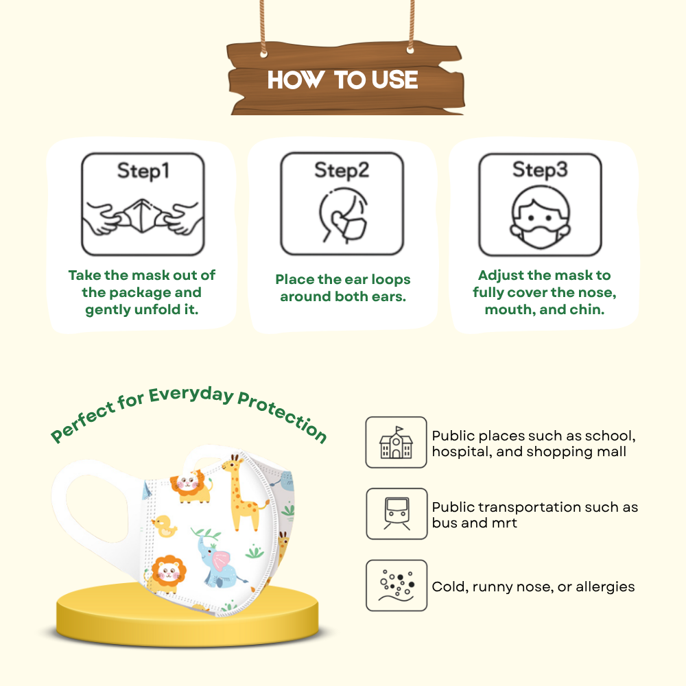 3 Ply Protective Disposable Face Mask for Newborn and Toddler | BFE 95% and above