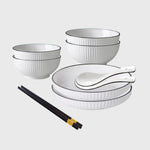 White Japanese Style Ceramic Dinnerware Set of 6