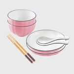 Pink Ceramic Dinnerware Set of 4