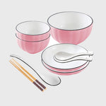 Pink Ceramic Dinnerware Set of 5