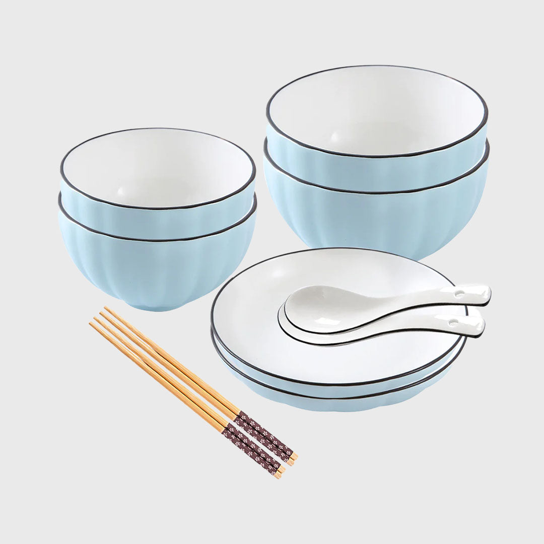 Blue Ceramic Dinnerware Set of 6