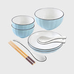 Blue Ceramic Dinnerware Set of 7