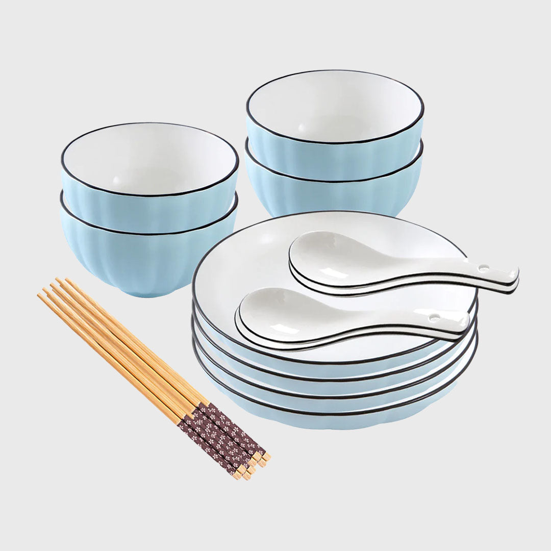 Blue Ceramic Dinnerware Set of 8