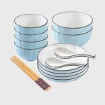 Blue Ceramic Dinnerware Set of 10