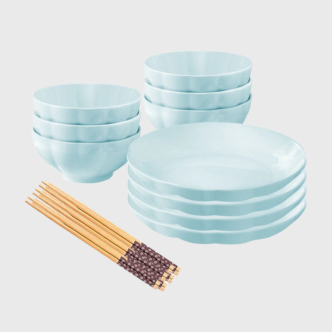 Light Blue Ceramic Dinnerware Set of 10