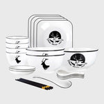 White Antler Printed Ceramic Dinnerware Set of 13