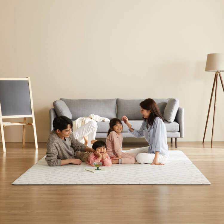 [MODERN HERRINGBONE] Korea Factory Playmat - 1.5cm, Anti-Slip, Waterproof, PVC, Toddler Safe