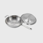 18/10 Stainless Steel 34cm Frying Pan Skillet with Helper Handle and Lid