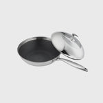 18/10 Stainless Steel 30cm Frying Pan Non Stick Interior with Lid