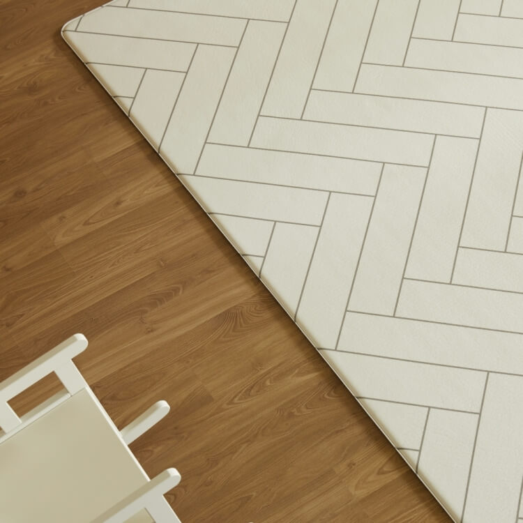 [MODERN HERRINGBONE] Korea Factory Playmat - 1.5cm, Anti-Slip, Waterproof, PVC, Toddler Safe